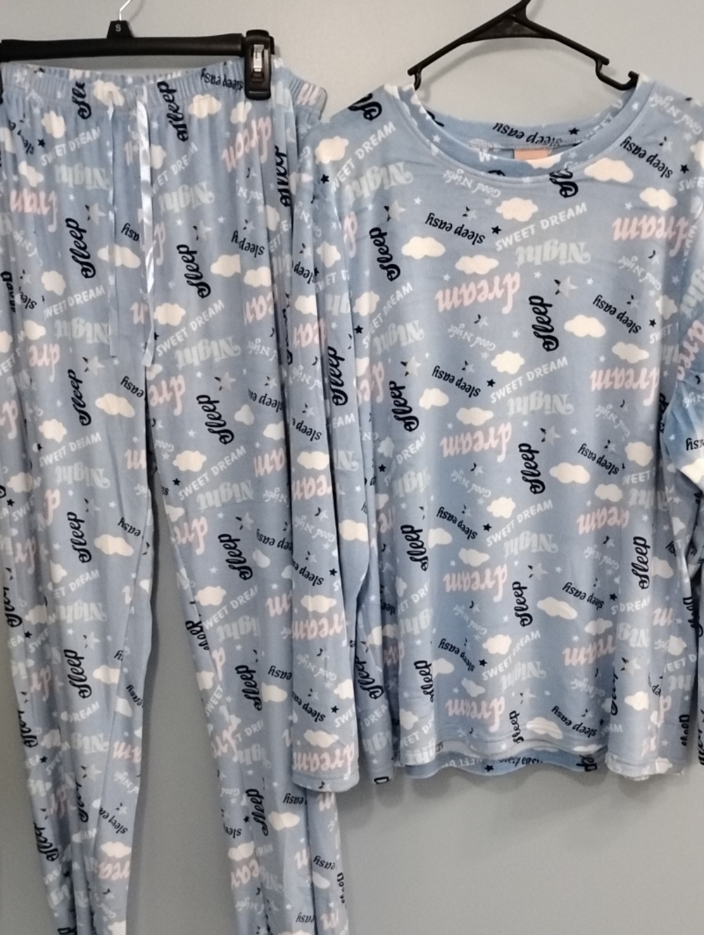 NWOT Barely Pink Cozy 2 Piece PJ Set In Light Blue Size XL